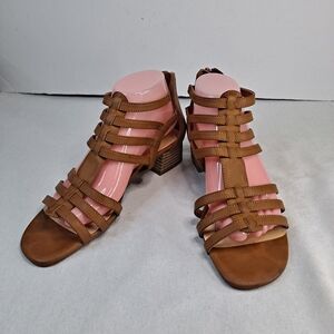 Easy Street Cole Sandals 31-8594 Womens 9.5M Brown Faux Leather Gladiator Shoes